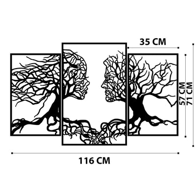 Decoratiune de perete Metal Love Tree, Negru, 71x0,12x116 cm