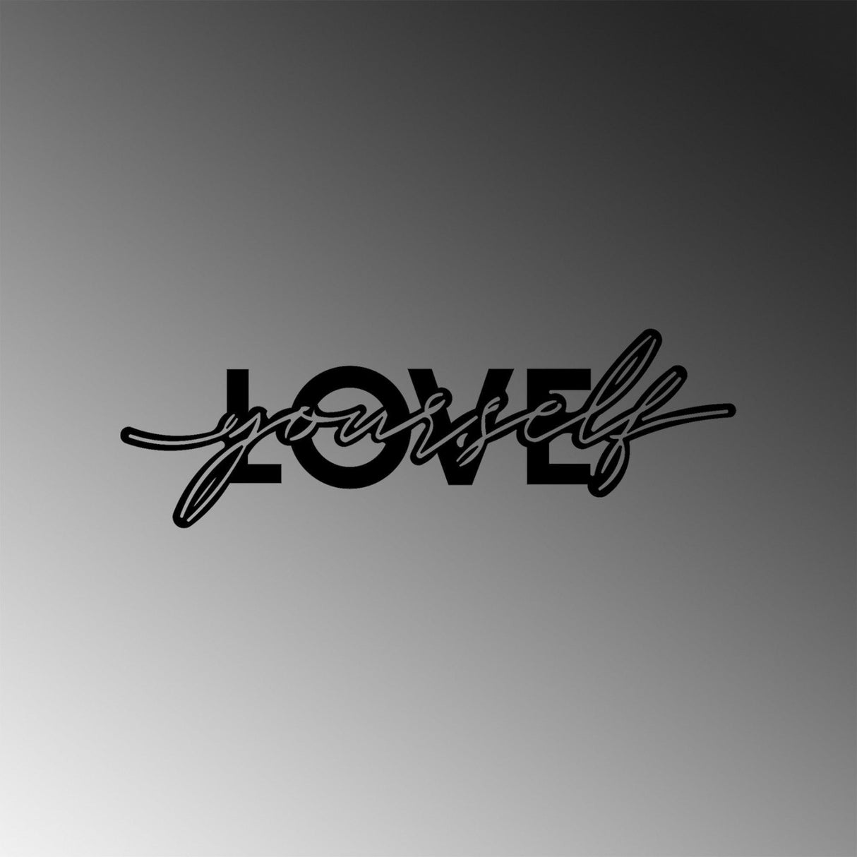 Decoratiune de perete Metal Love Yourself, Negru, 0.15x87x28 cm