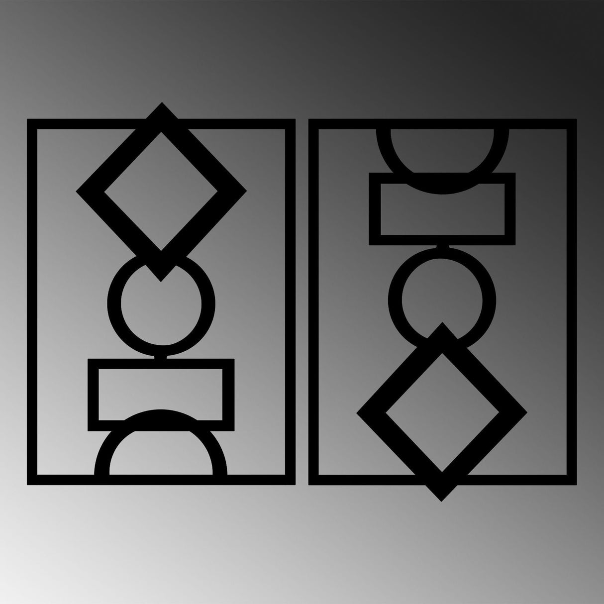 Decoratiune de perete Metal Mirror, Negru, 57x1x42 cm