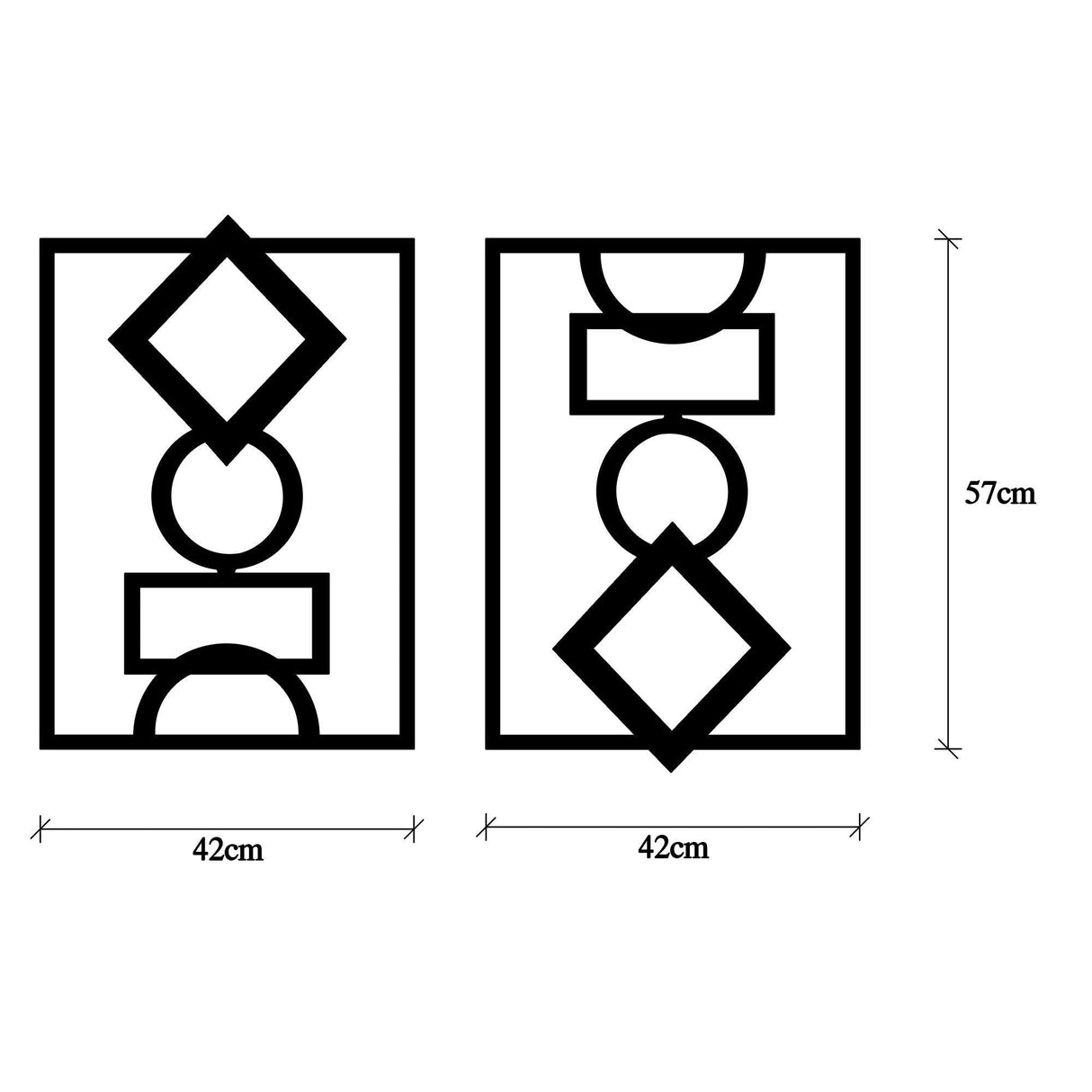 Decoratiune de perete Metal Mirror, Negru, 57x1x42 cm