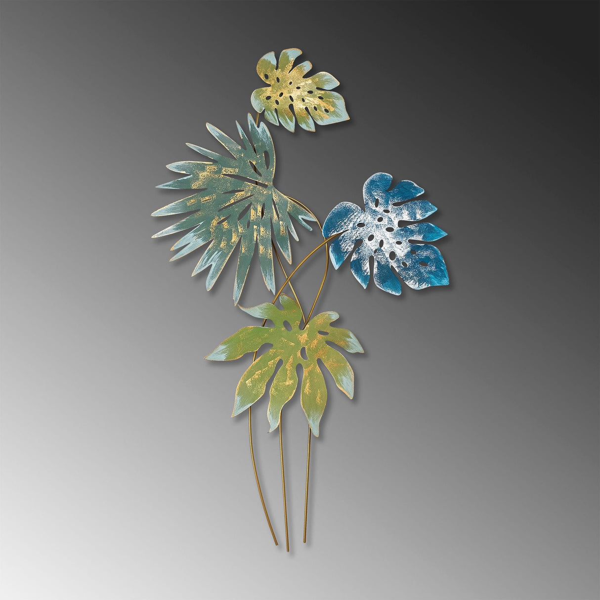 Decoratiune de perete Metal Monstera, Multicolor, 113x1x69 cm