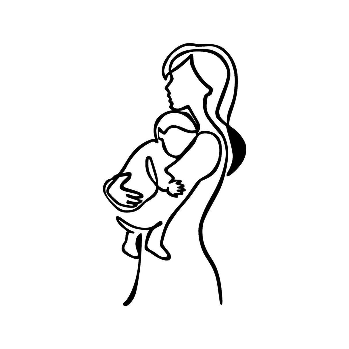 Decoratiune de perete Metal Mother And Baby, Negru, 0.15x39x70 cm