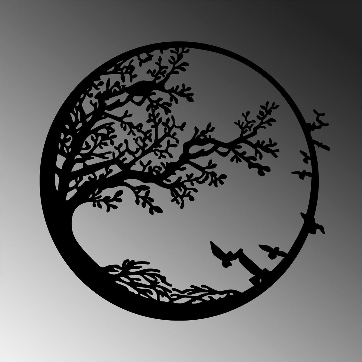 Decoratiune de perete Metal Night, Negru, 1.5x66x68 cm