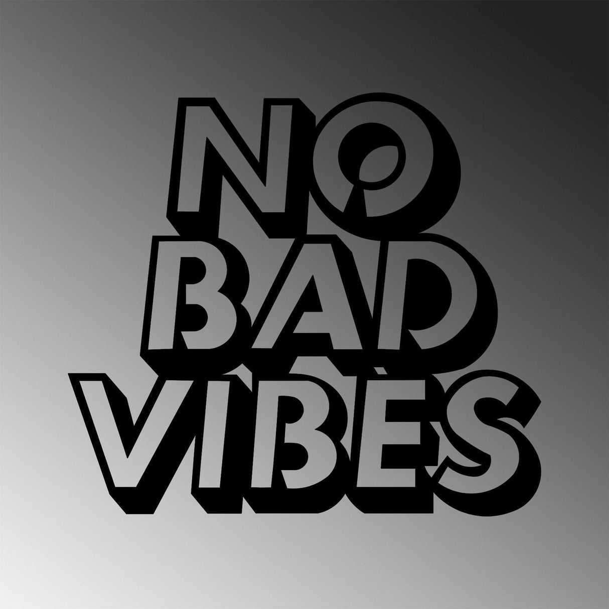 Decoratiune de perete Metal No Bad Vibes, Negru, 1.5x55x63 cm