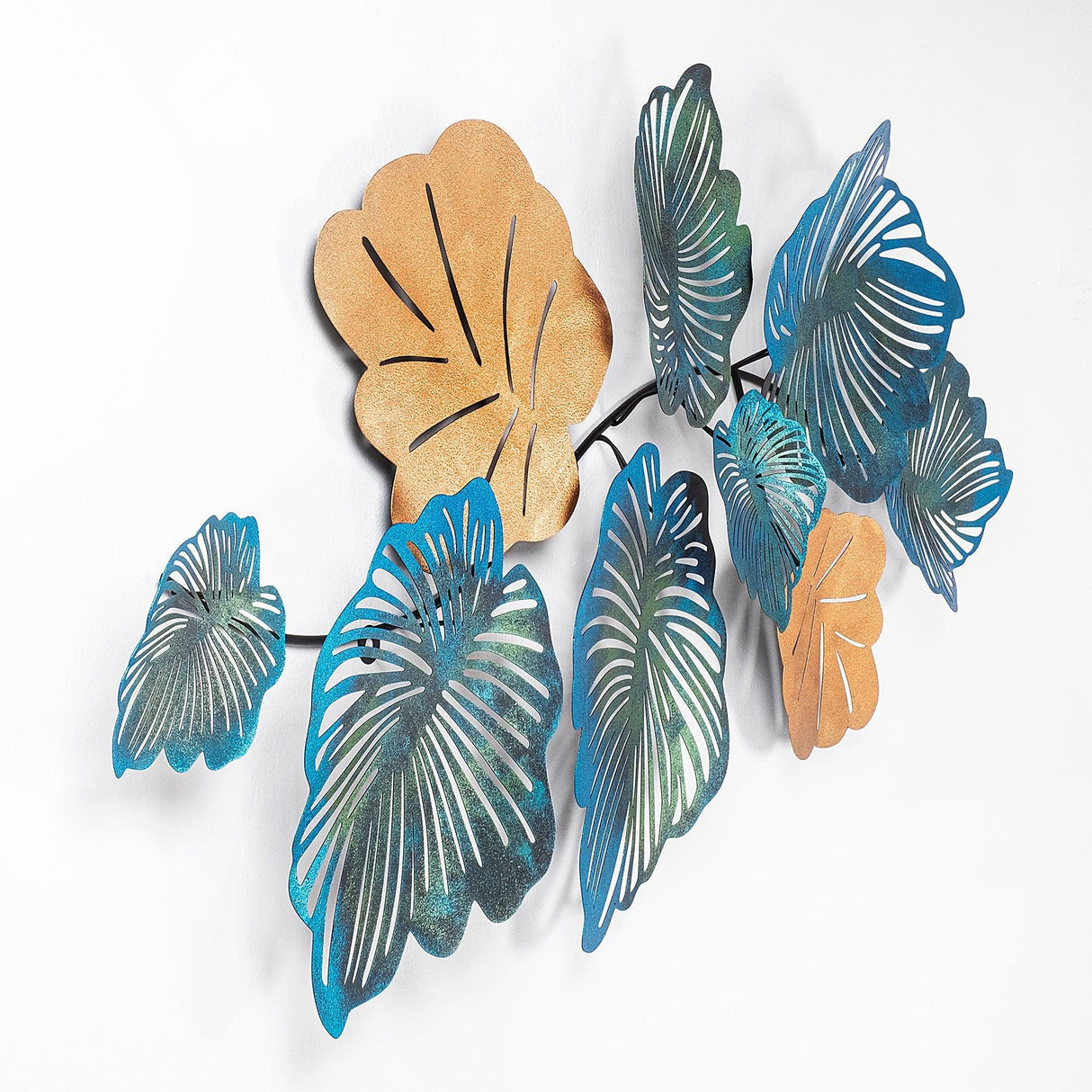 Decoratiune de perete Metal Palm, Multicolor, 64x1x130 cm