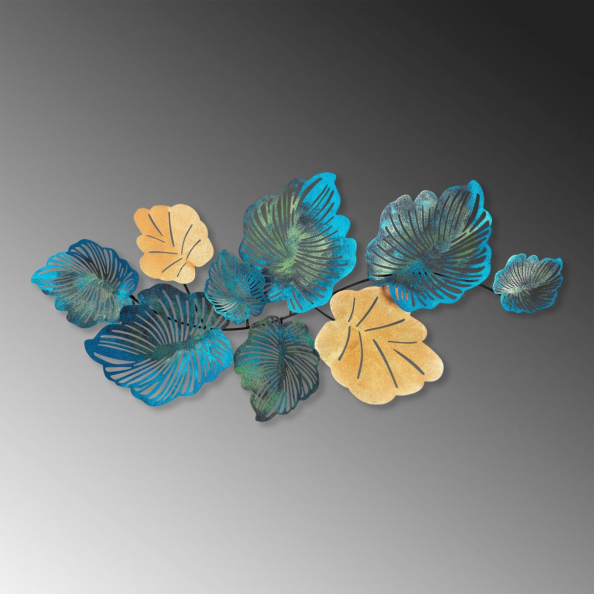 Decoratiune de perete Metal Palm, Multicolor, 64x1x130 cm