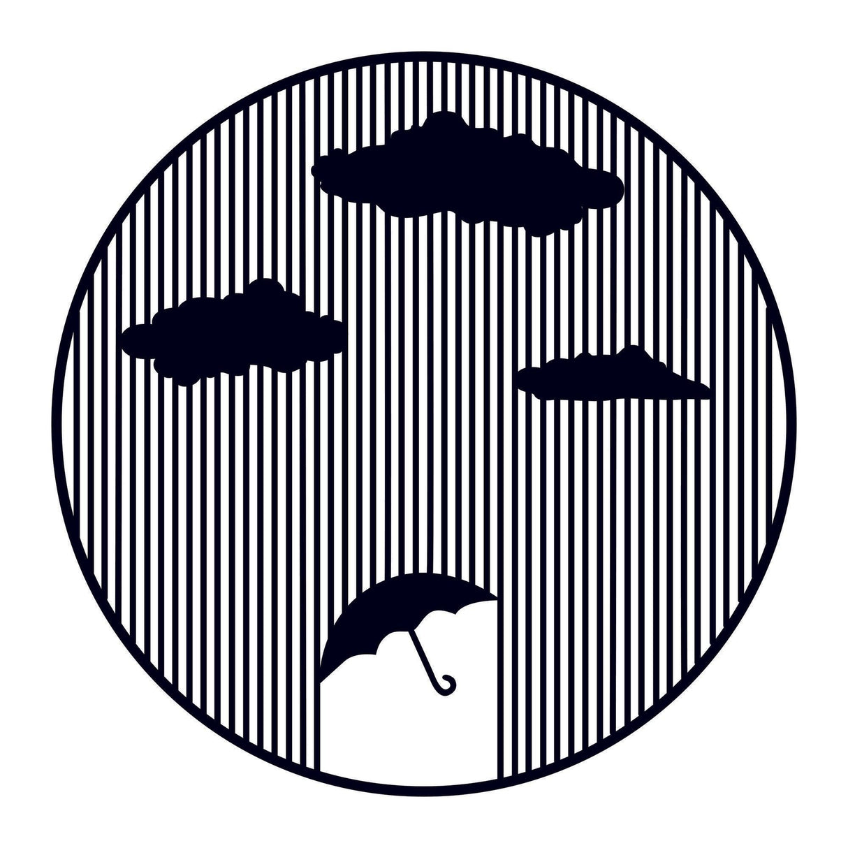 Decoratiune de perete Metal Rain, Negru, 65x1x65 cm