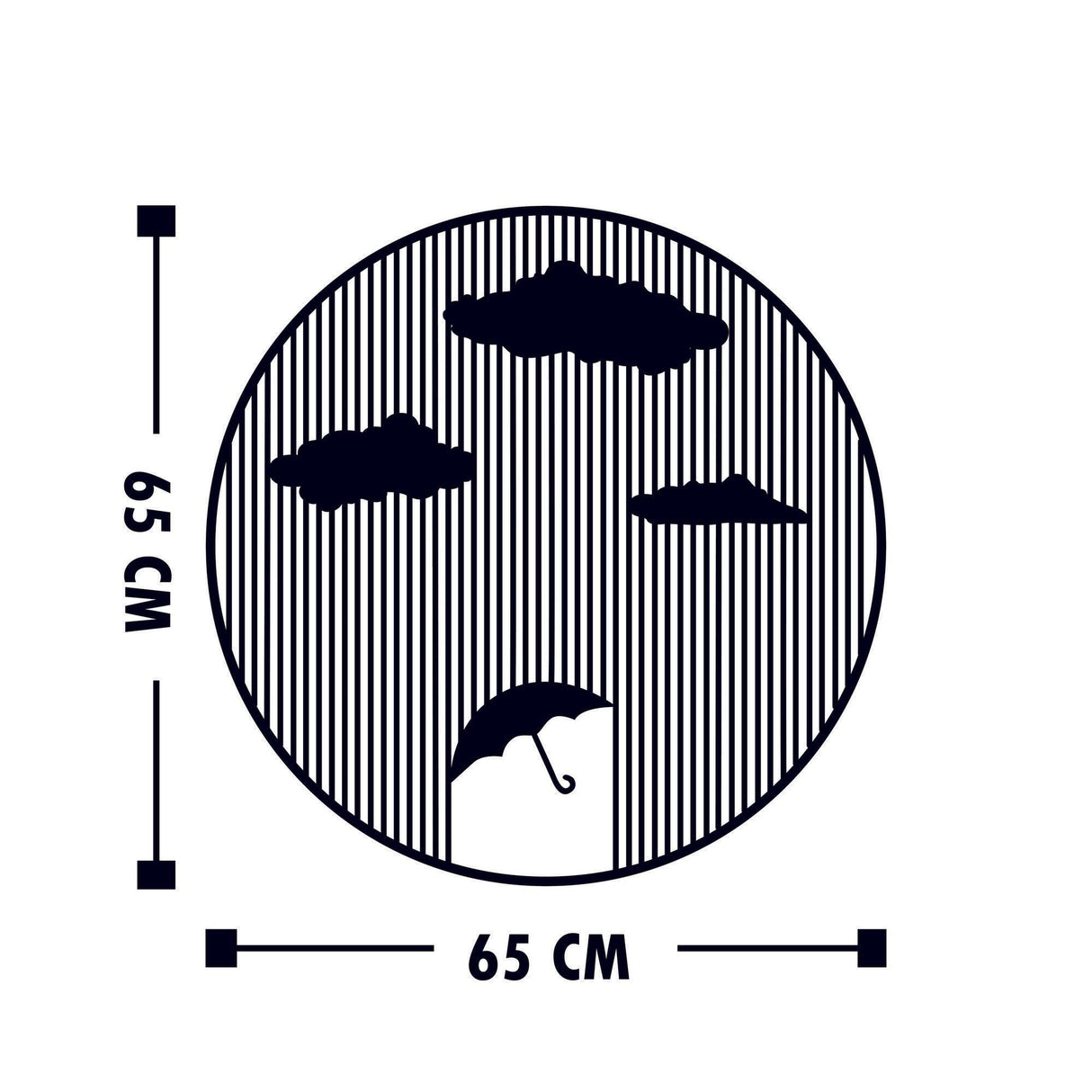 Decoratiune de perete Metal Rain, Negru, 65x1x65 cm