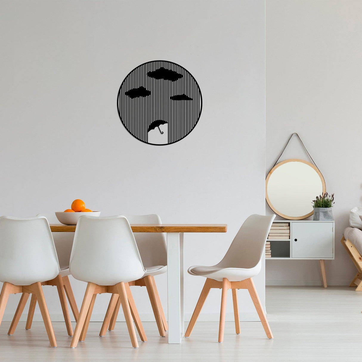 Decoratiune de perete Metal Rain, Negru, 65x1x65 cm