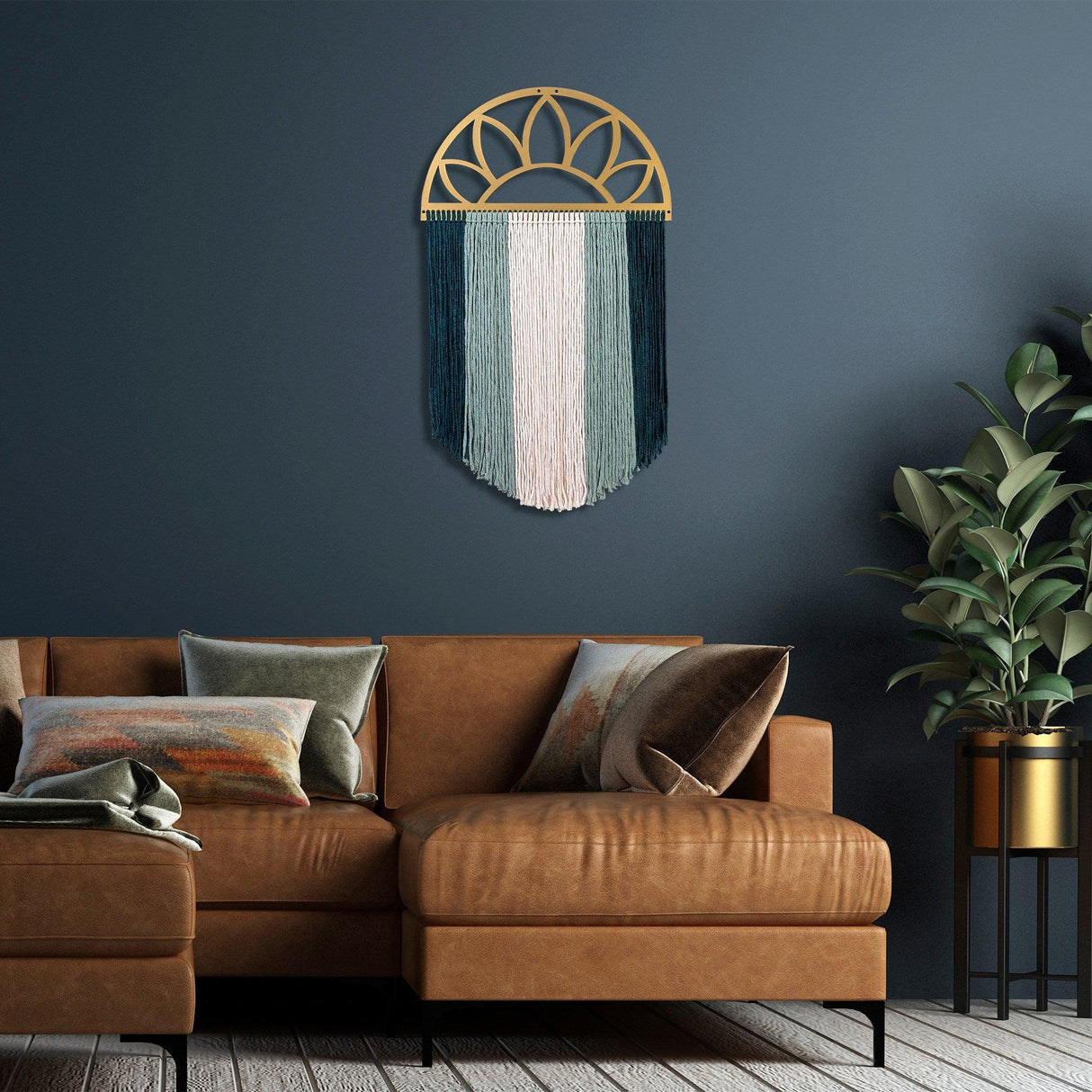 Decoratiune de perete Metal Rise, Aur, 82x1x49 cm