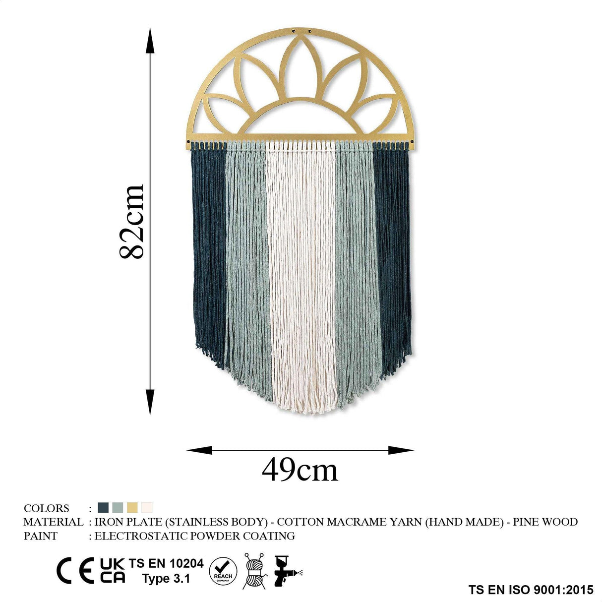 Decoratiune de perete Metal Rise, Aur, 82x1x49 cm