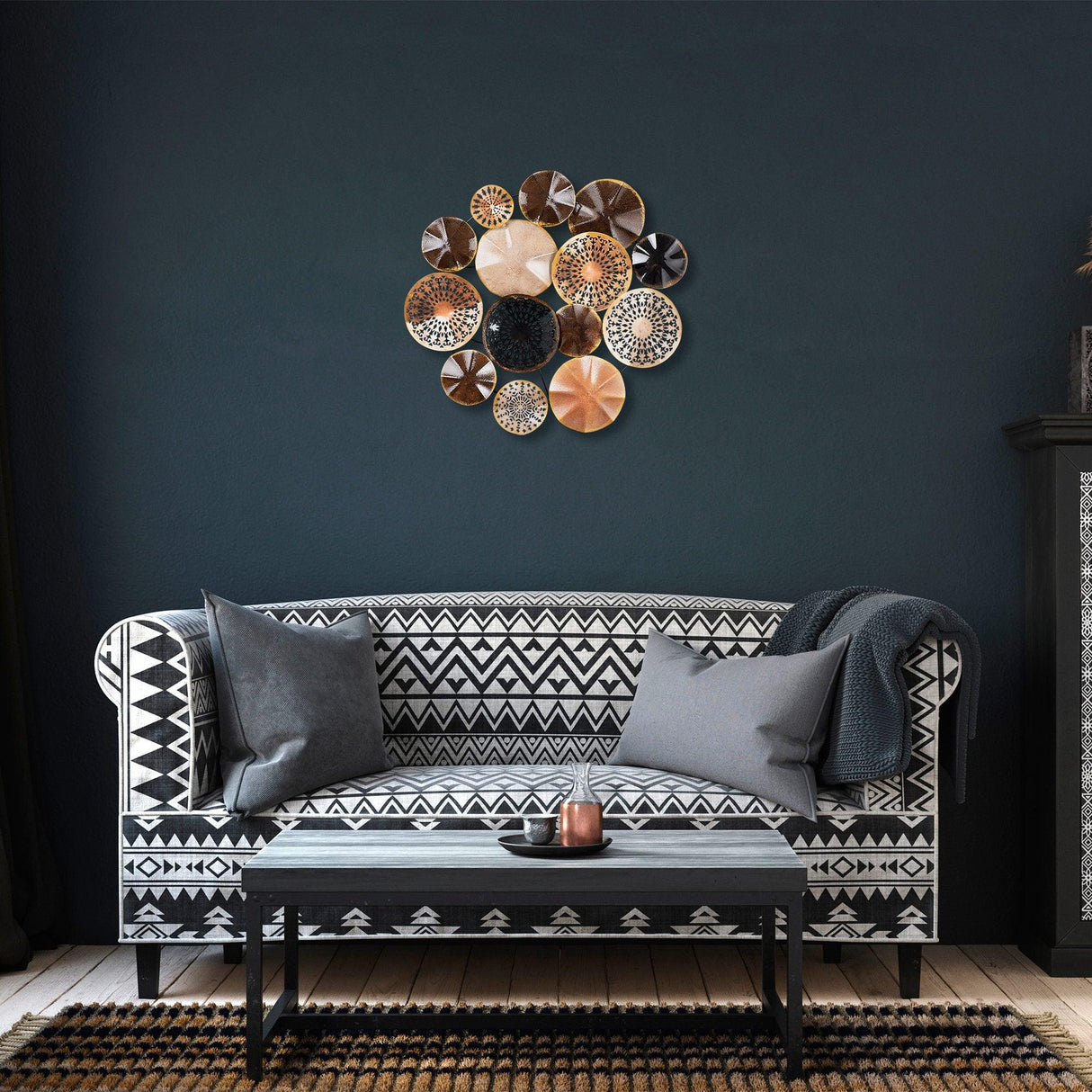 Decoratiune de perete Metal Sanatsal, Multicolor, 90x1x32 cm