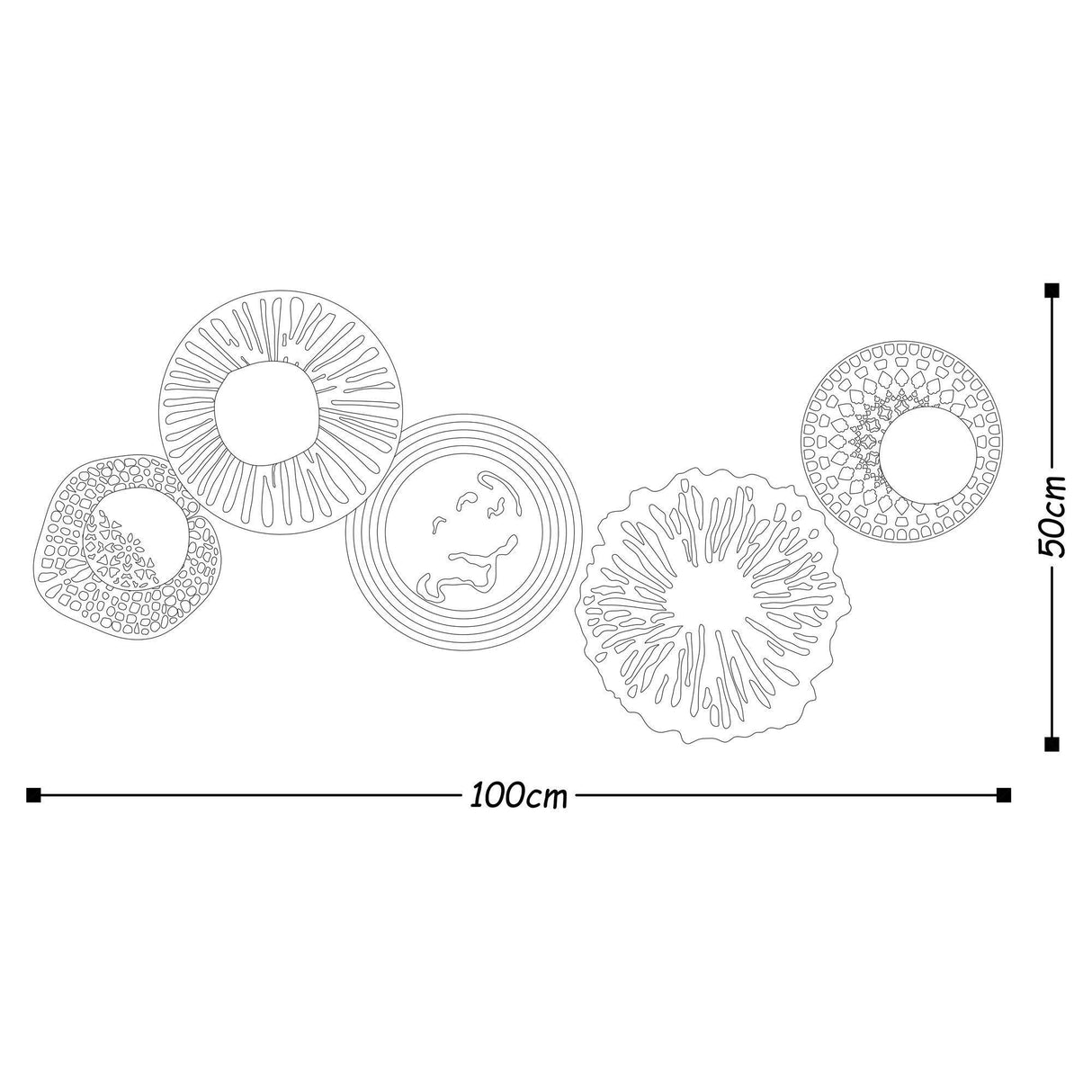 Decoratiune de perete Metal Sensuale, Multicolor, 50x0,15x100 cm