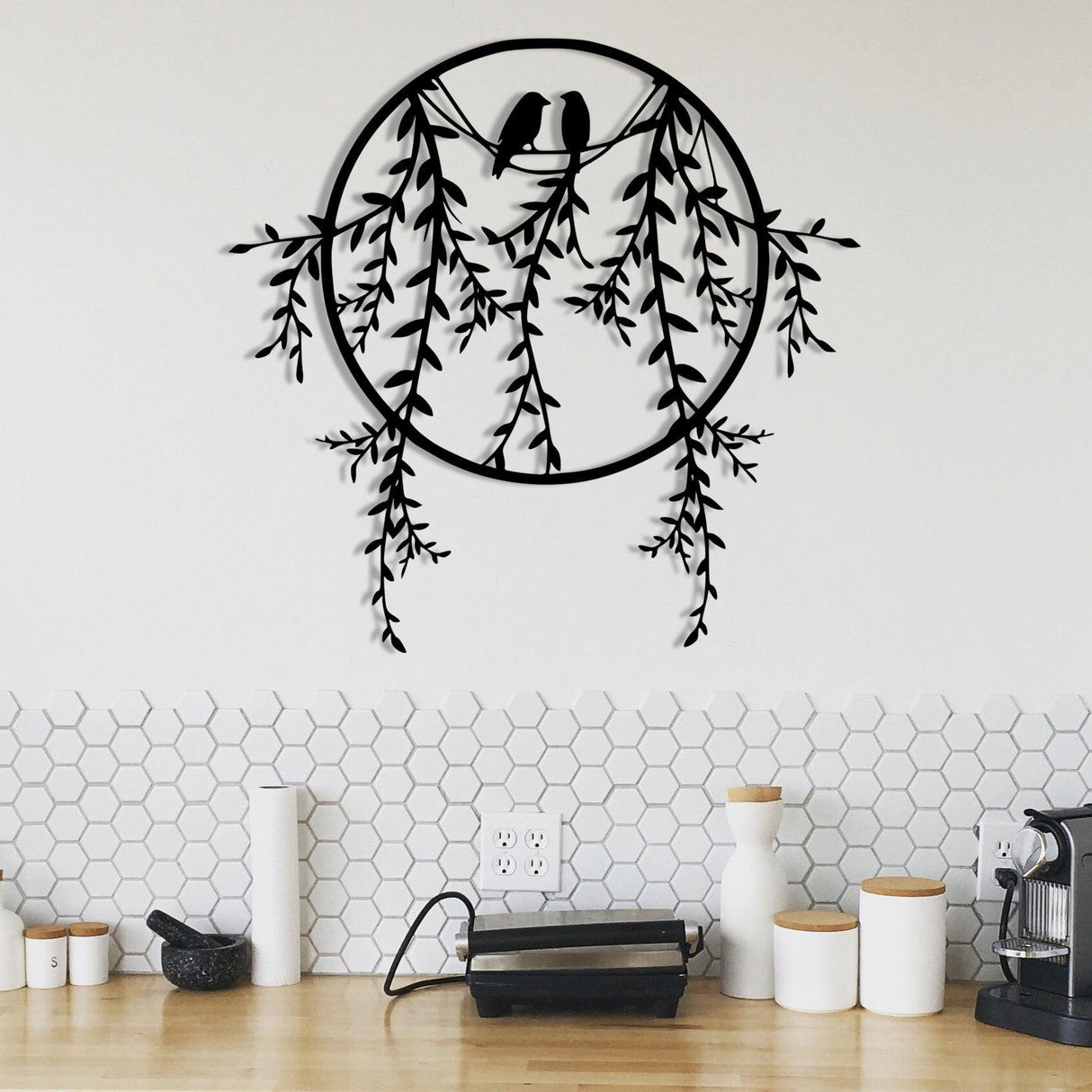 Decoratiune de perete Metal Sirayet, Negru, 44x0,12x45 cm