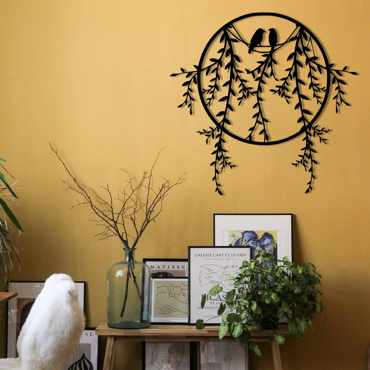 Decoratiune de perete Metal Sirayet, Negru, 44x0,12x45 cm