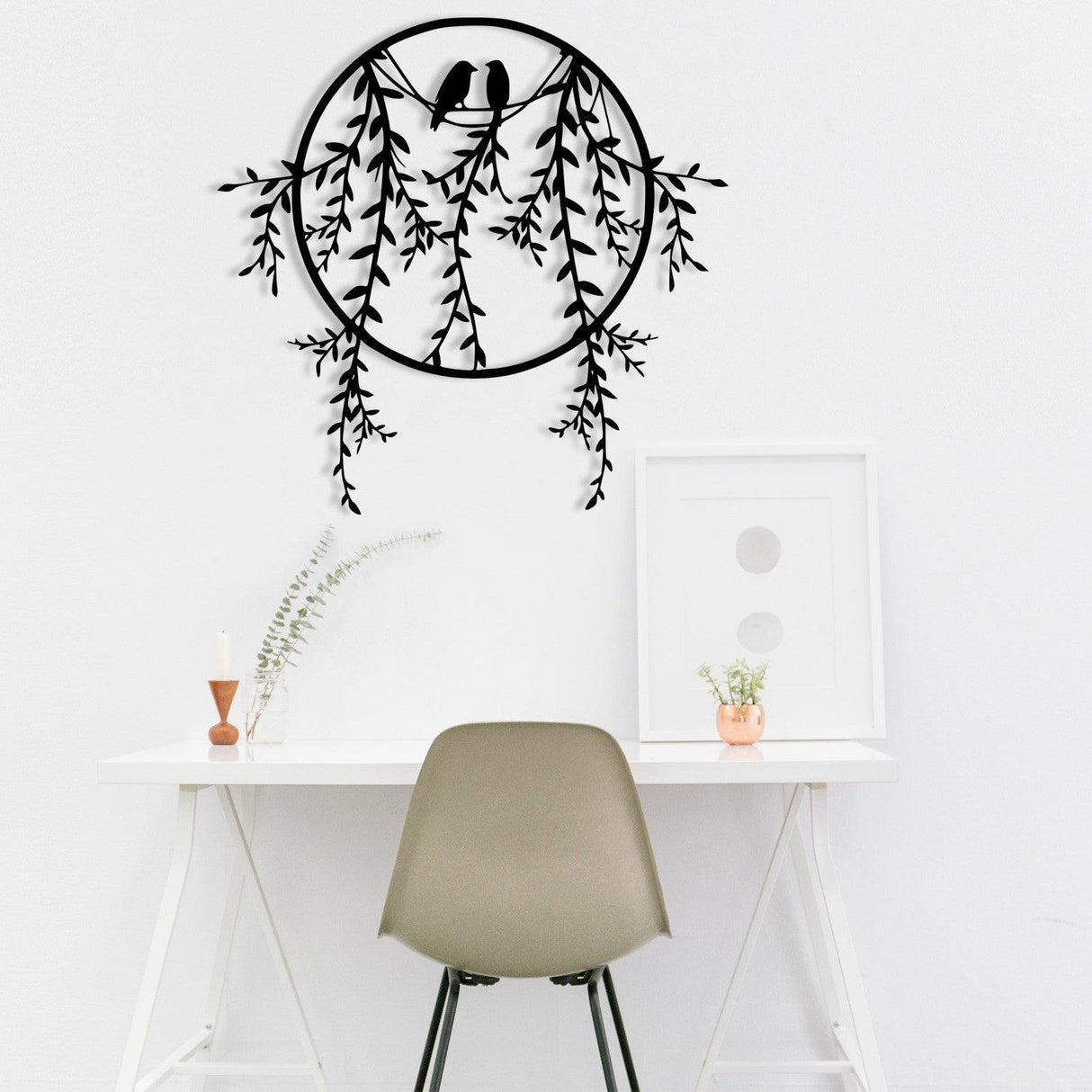 Decoratiune de perete Metal Sirayet, Negru, 44x0,12x45 cm