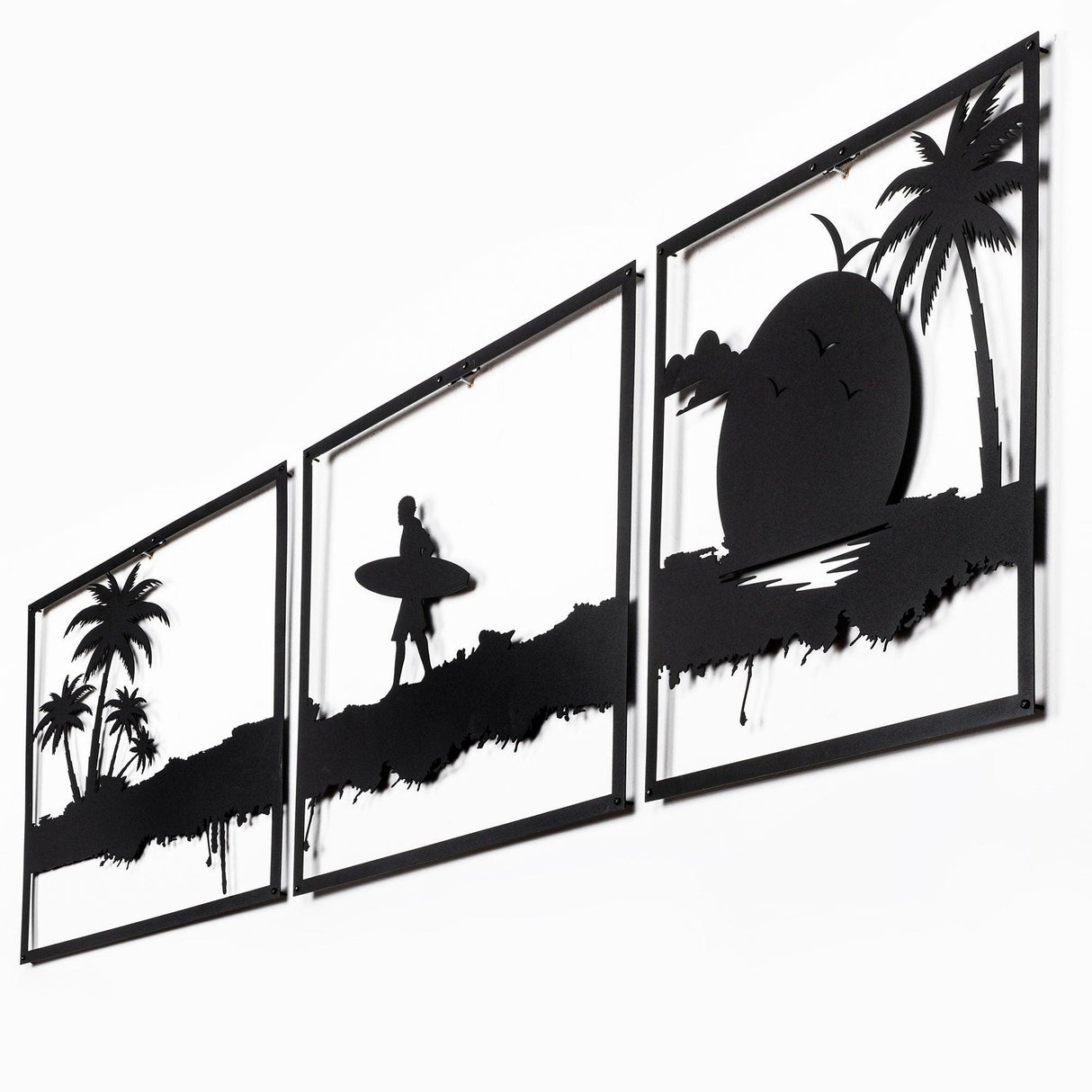 Decoratiune de perete Metal Summer, Negru, 46x1x45 cm