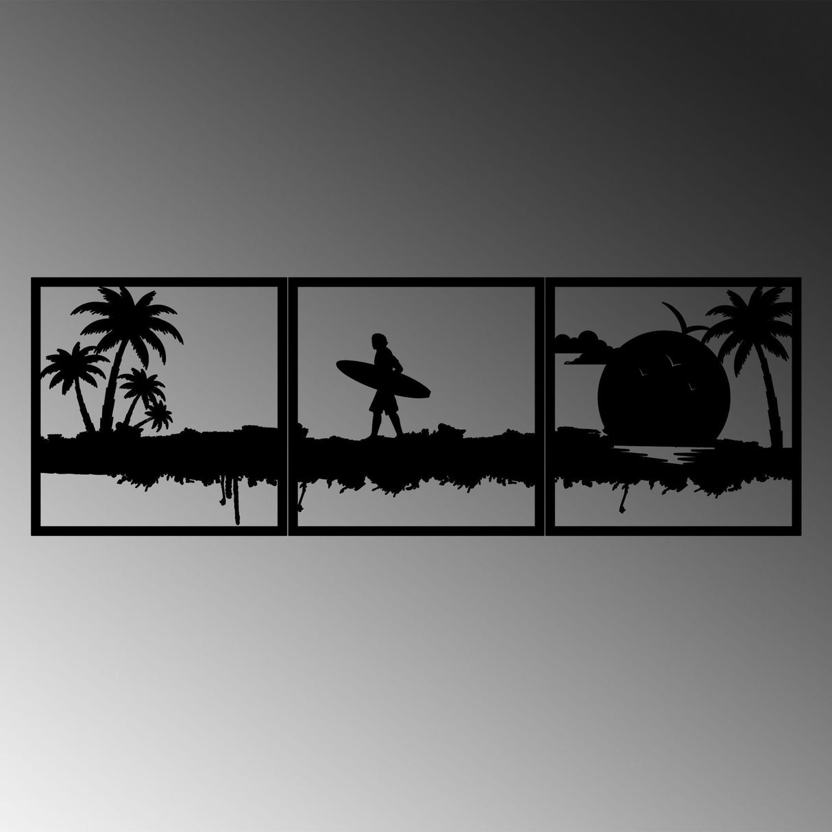 Decoratiune de perete Metal Summer, Negru, 46x1x45 cm