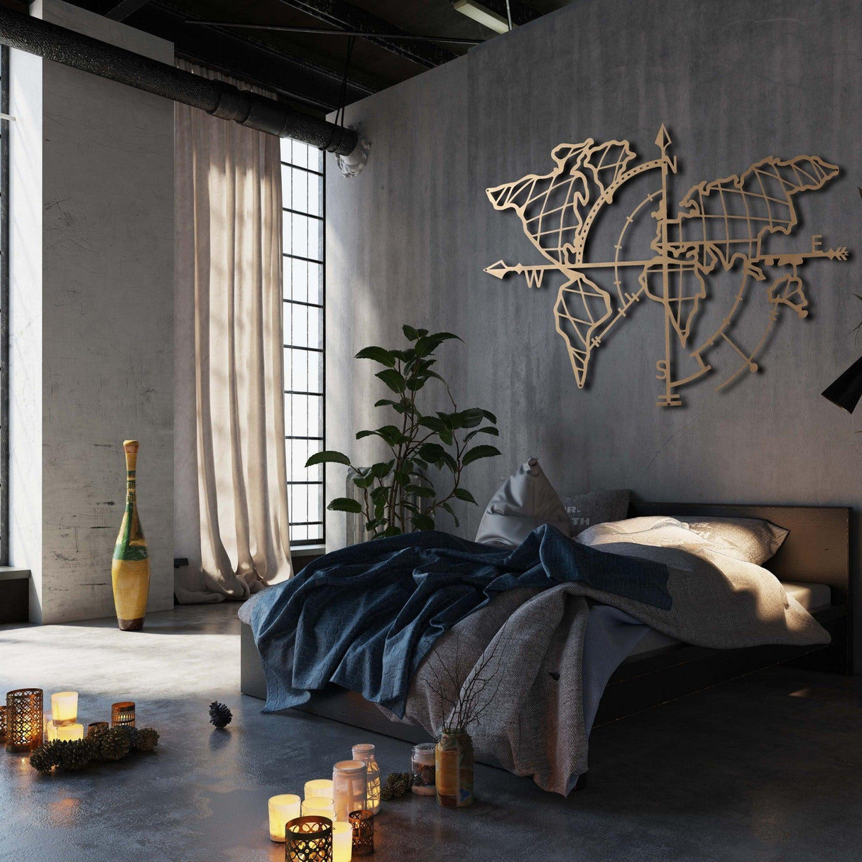 Decoratiune de perete Metal Tanelorn, Aur, 95x0.2x65 cm