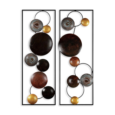 Decoratiune de perete Metal Textured - 3, Multicolor, 92x1x32 cm