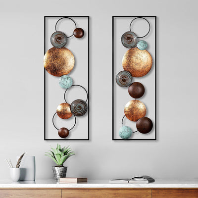 Decoratiune de perete Metal Textured - 9, Multicolor, 92x1x32 cm