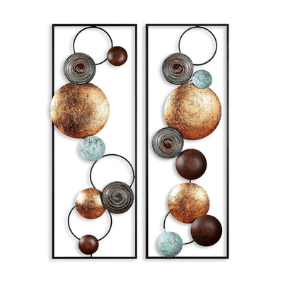 Decoratiune de perete Metal Textured - 9, Multicolor, 92x1x32 cm