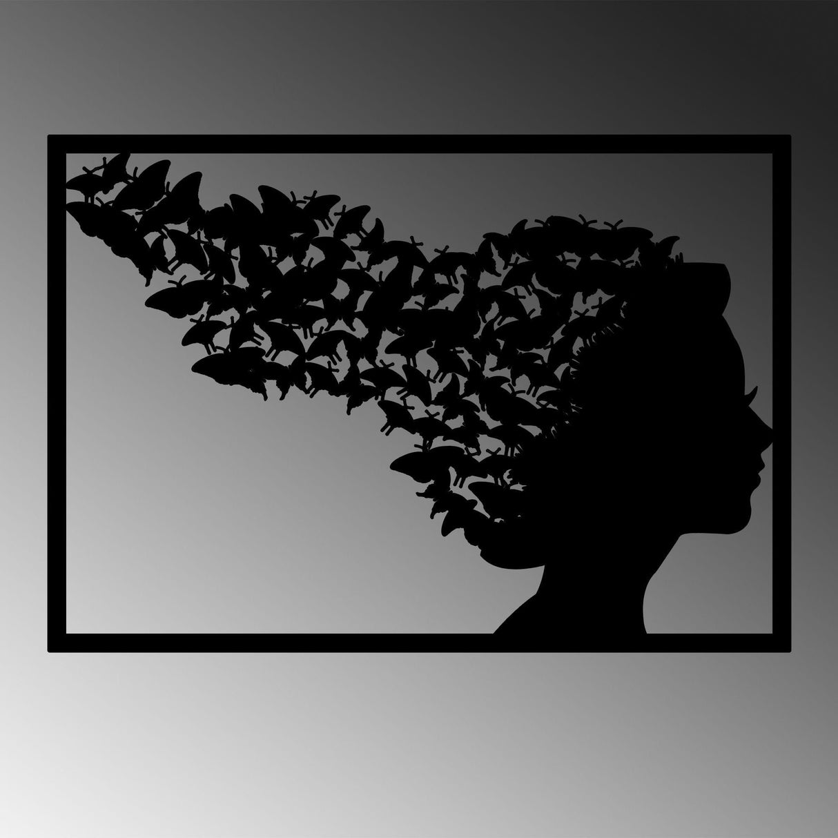 Decoratiune de perete Metal Thoughts, Negru, 49x1x70 cm