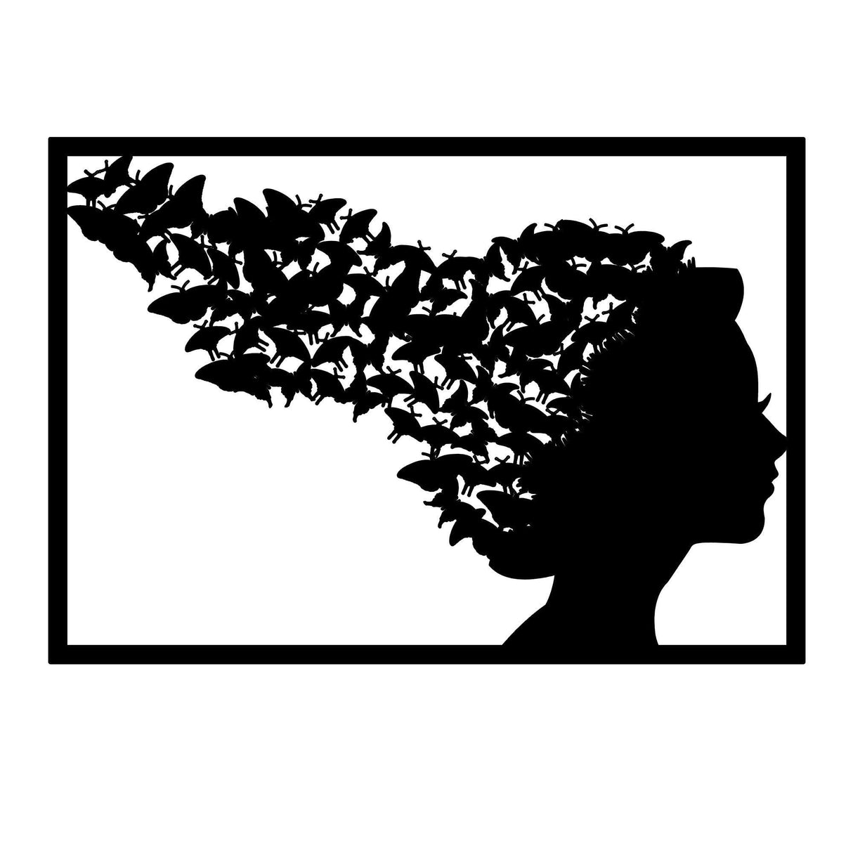 Decoratiune de perete Metal Thoughts, Negru, 49x1x70 cm