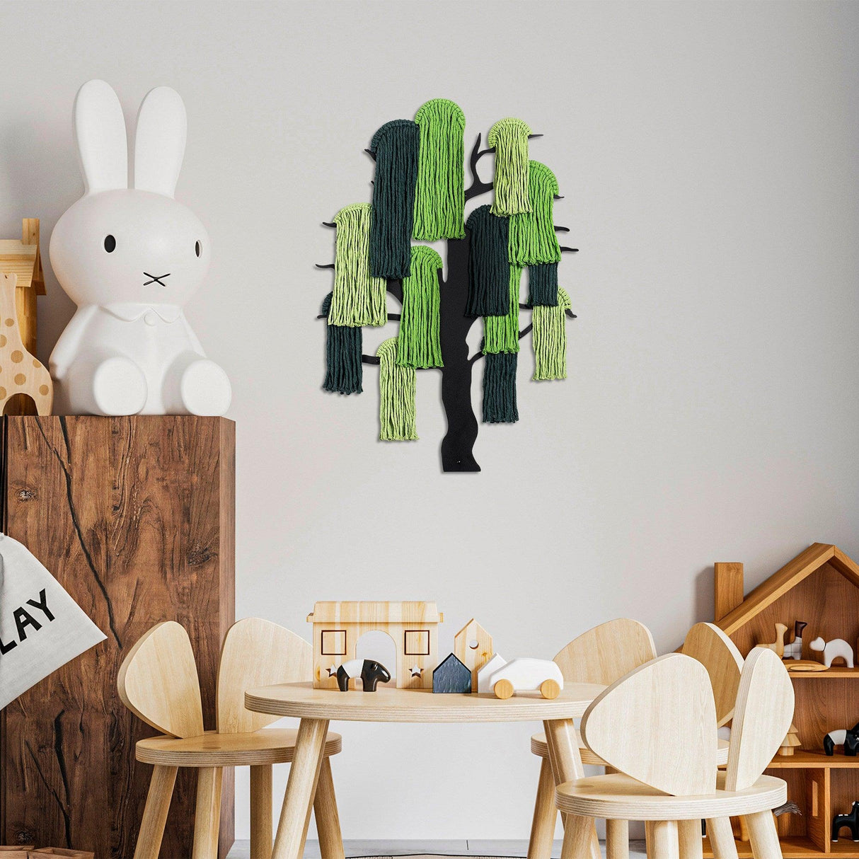 Decoratiune de perete Metal Treemac, Verde, 70x1x50 cm