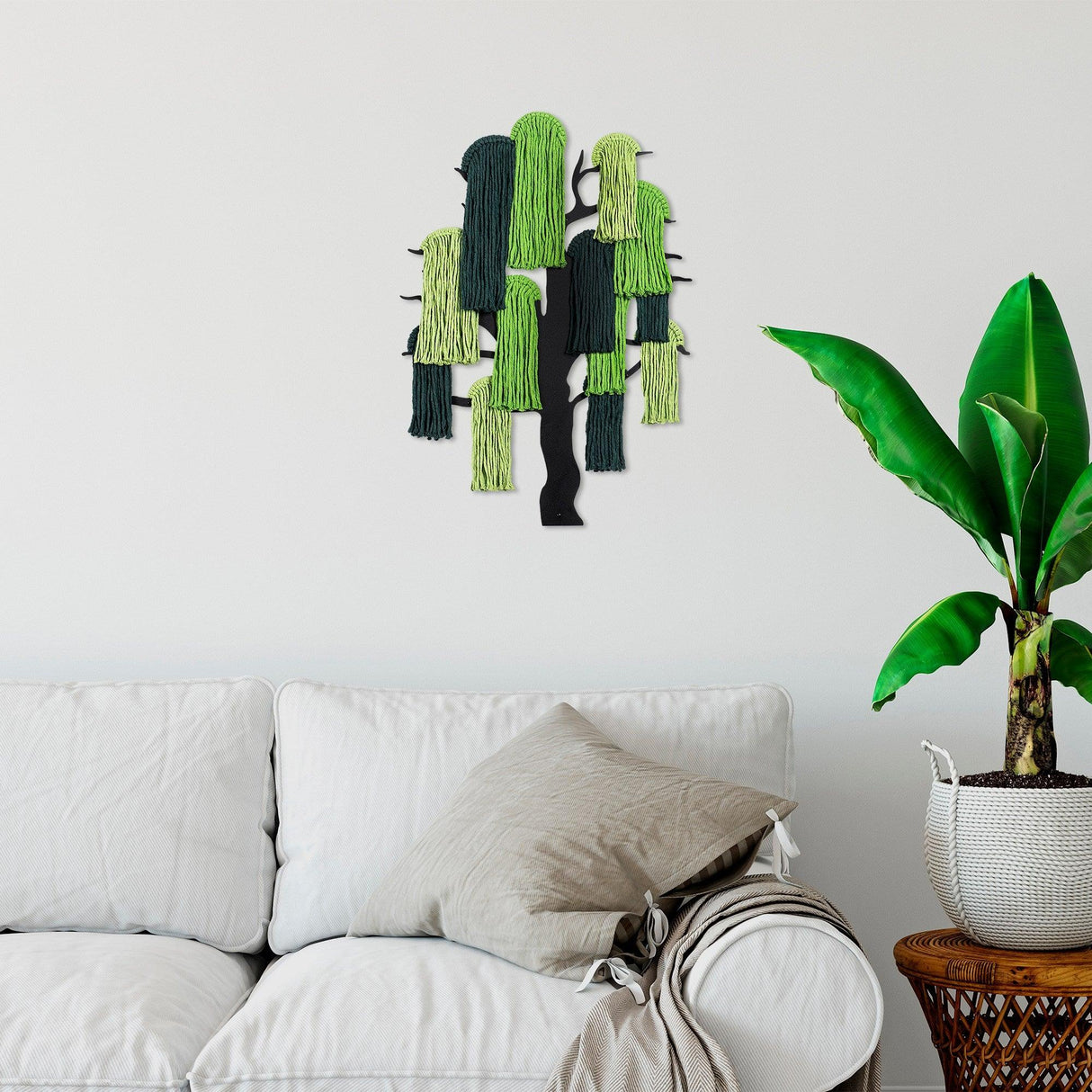 Decoratiune de perete Metal Treemac, Verde, 70x1x50 cm