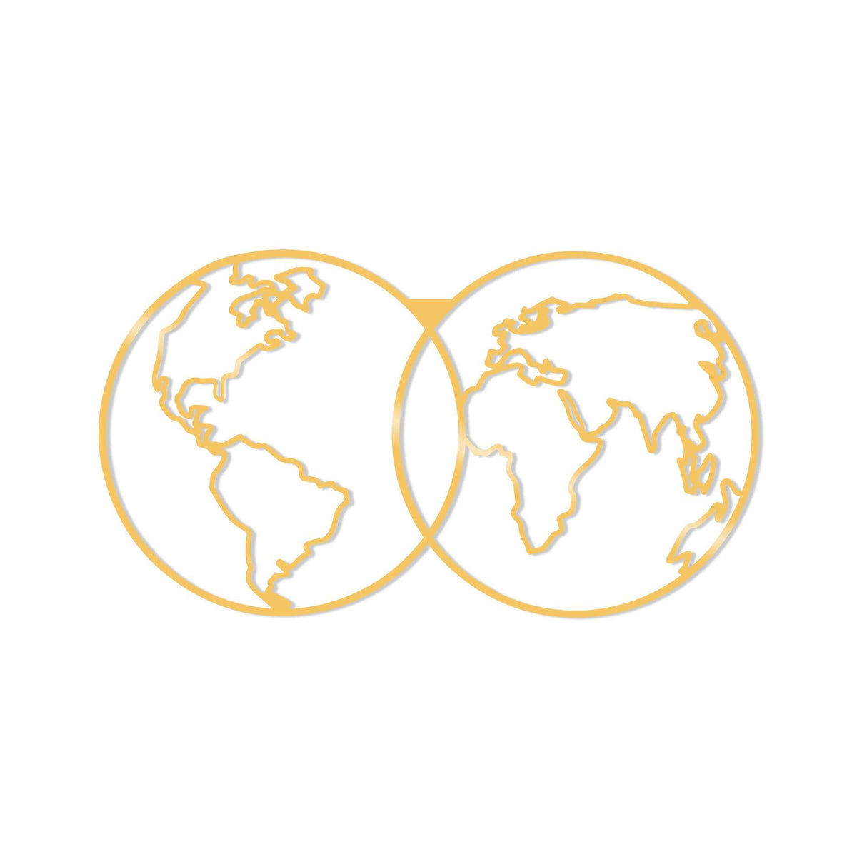 Decoratiune de perete Metal World Map Metal Decor - Gold, Aur, 34x1x60 cm