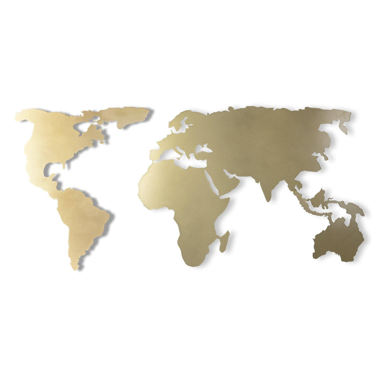 Decoratiune de perete Metal World Map Silhouette - Gold, Aur, 120x1x60 cm