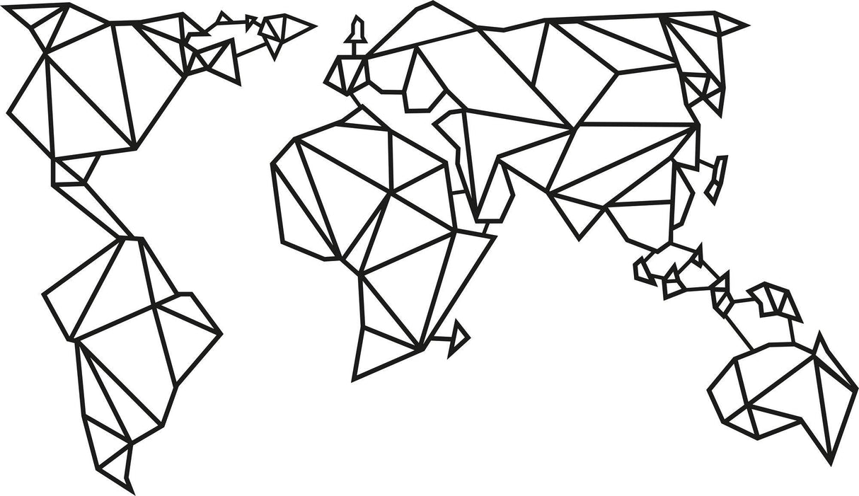 Decoratiune de perete Metal World Map2, Negru, 58x1x100 cm