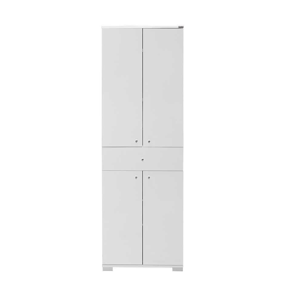 Dulap Adore Diamond, Multifunctional, 4 usi, 4 rafturi, 1 sertar, Alb, 60x187x40 cm