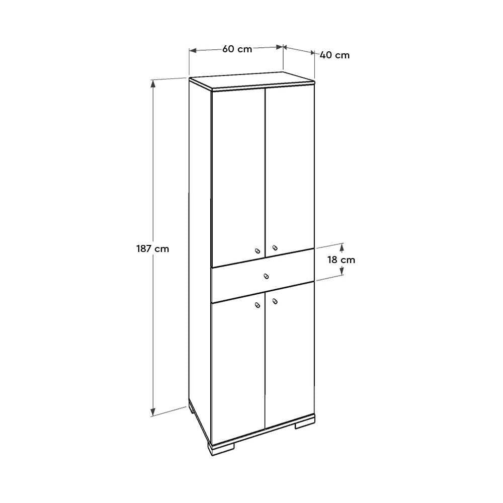Dulap Adore Diamond, Multifunctional, 4 usi, 4 rafturi, 1 sertar 60 x 187 x 40 cm
