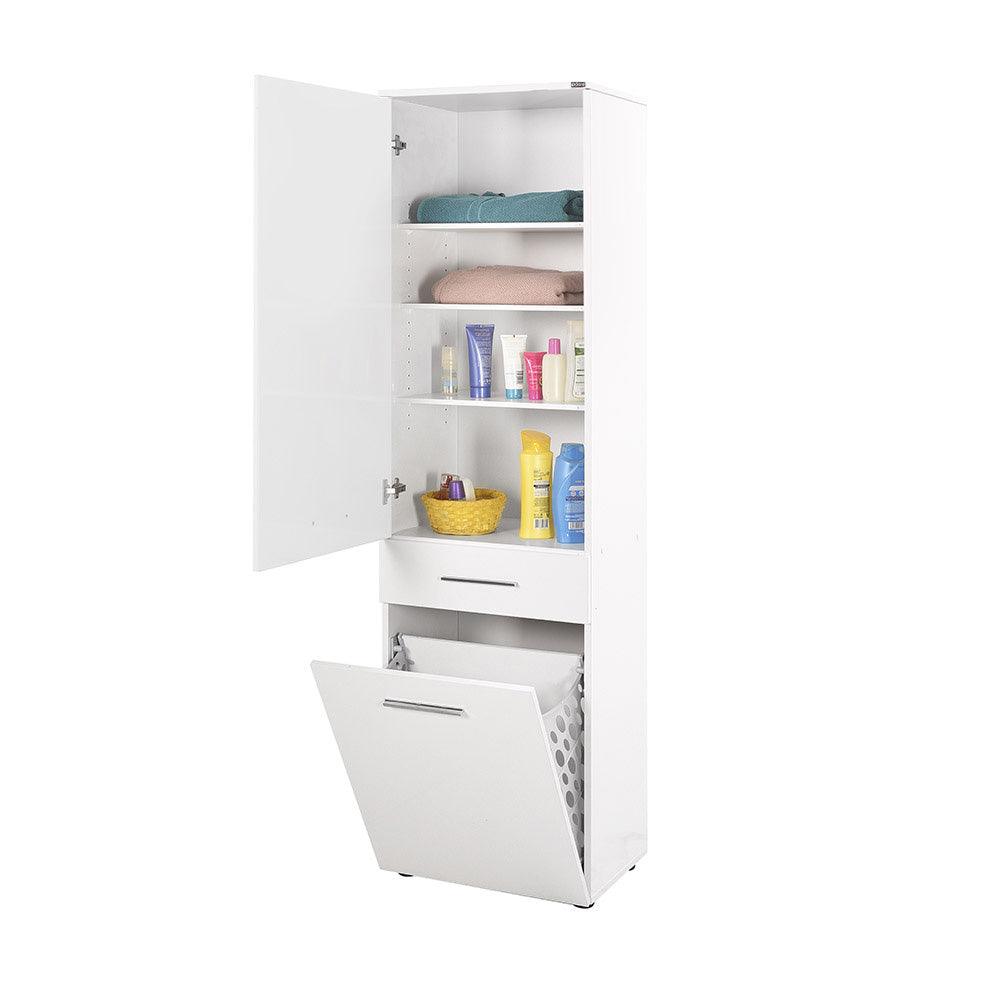 Dulap Baie cu cos de rufe Adore Diamond Maxi, Usa reversibila, Alb Lucios, 52x187x38 cm