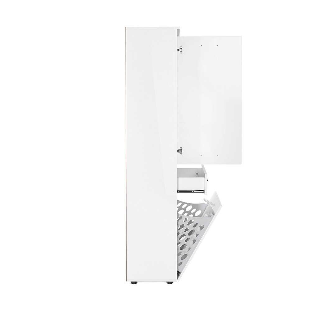 Dulap Baie cu cos de rufe Adore Diamond Maxi, Usa reversibila, Alb Lucios, 52x187x38 cm