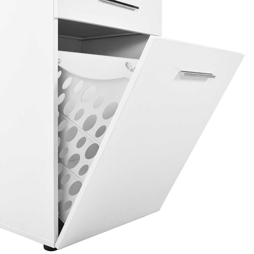 Dulap Baie cu cos de rufe Adore Diamond Maxi, Usa reversibila, Alb Lucios, 52x187x38 cm