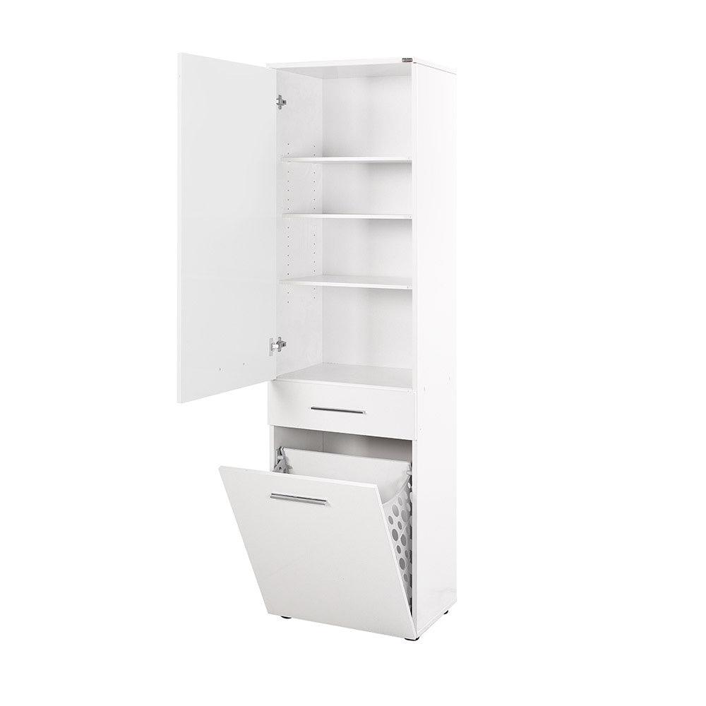 Dulap Baie cu cos de rufe Adore Diamond Maxi, Usa reversibila, Alb Lucios, 52x187x38 cm