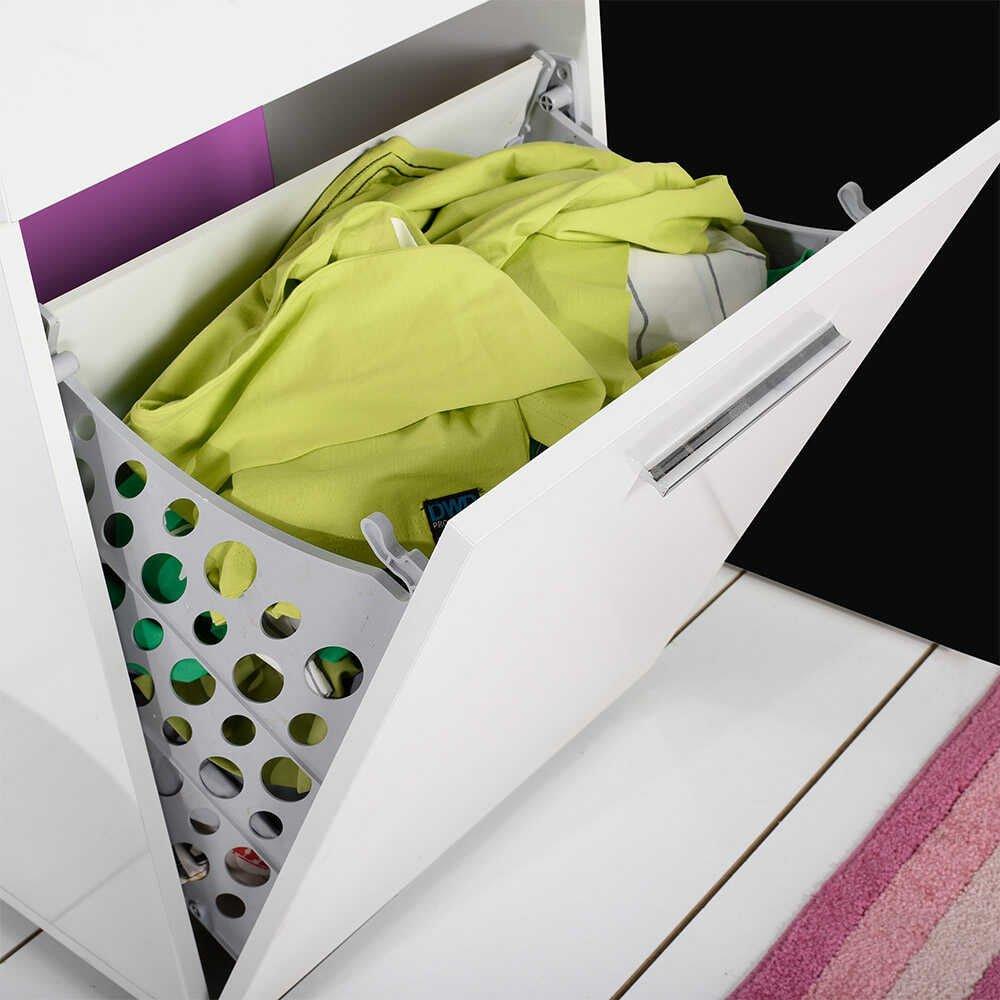 Dulap Baie cu cos de rufe Adore Diamond Mini, sertar, Alb Lucios, 52 x 83 x 38 cm