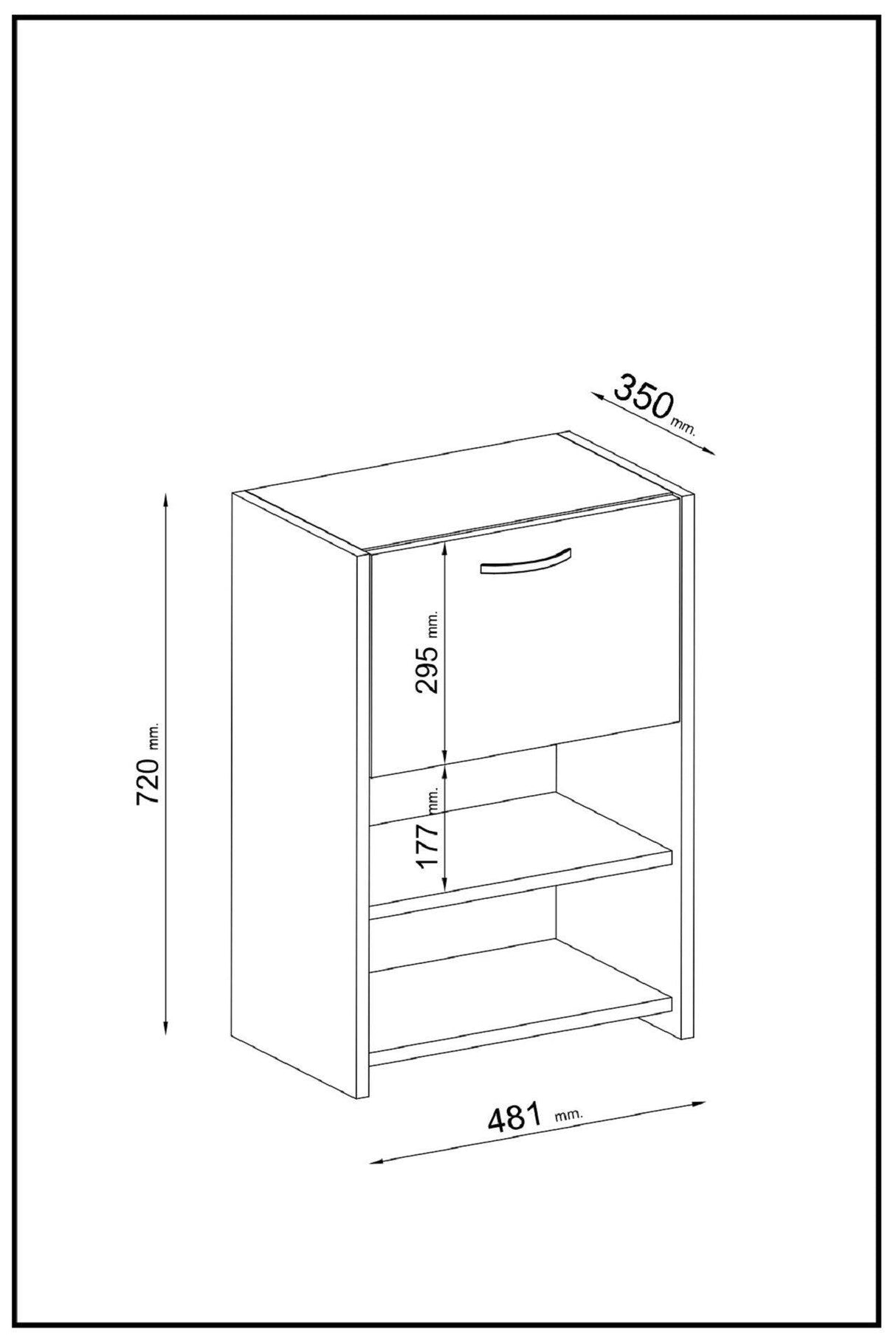 Dulap Bucatarie cu Usa si Rafturi, Alb, 48 X 72 X 35 Cm