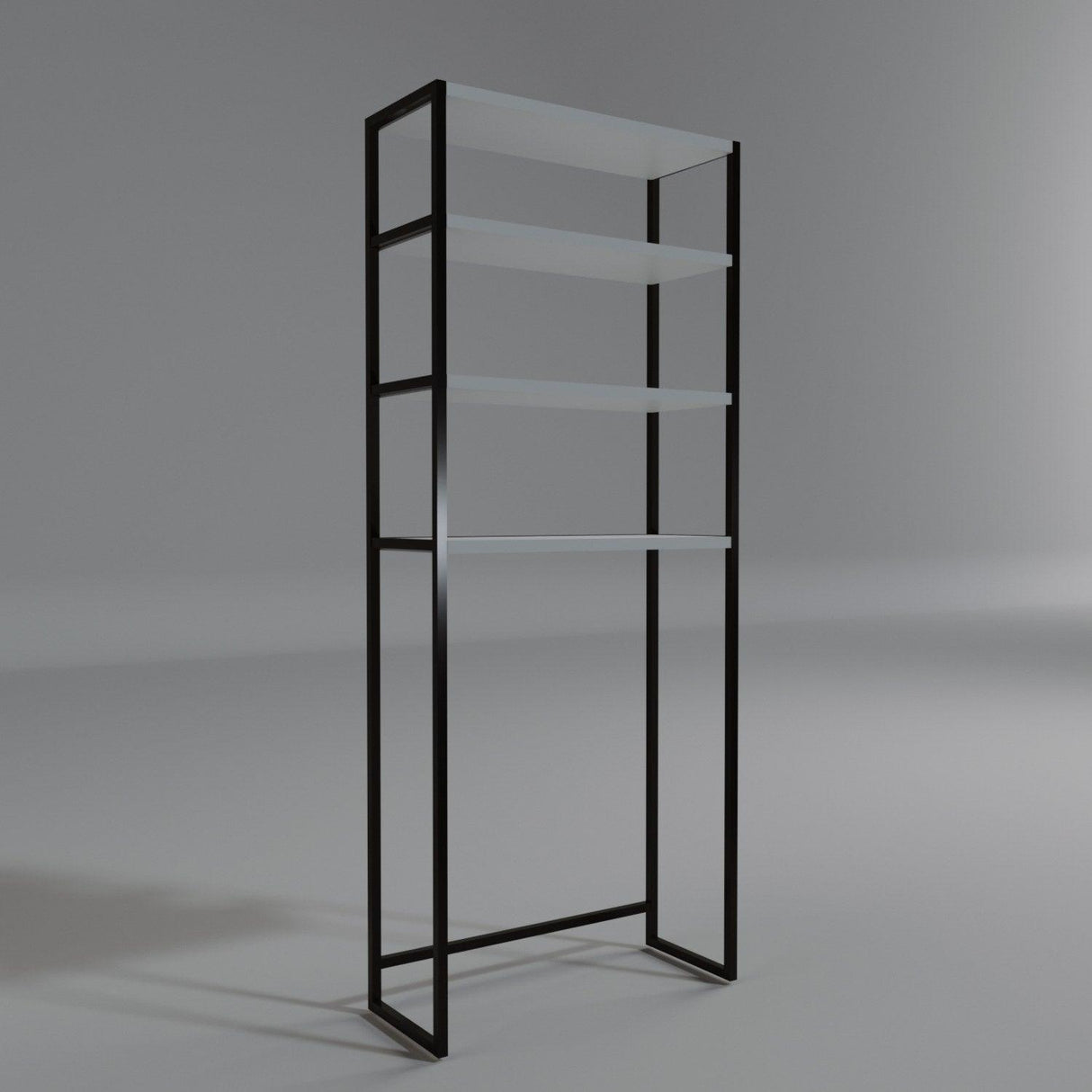 Dulap De Baie Salzgitter cu 4 Rafturi si cadru Metal, Alb, 54 X 150 X 18 Cm