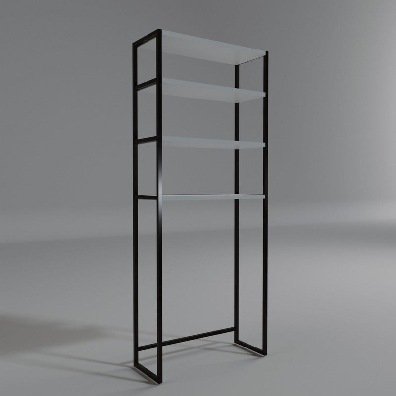 Dulap De Baie Salzgitter cu 4 Rafturi si cadru Metal, Alb, 54 X 150 X 18 Cm
