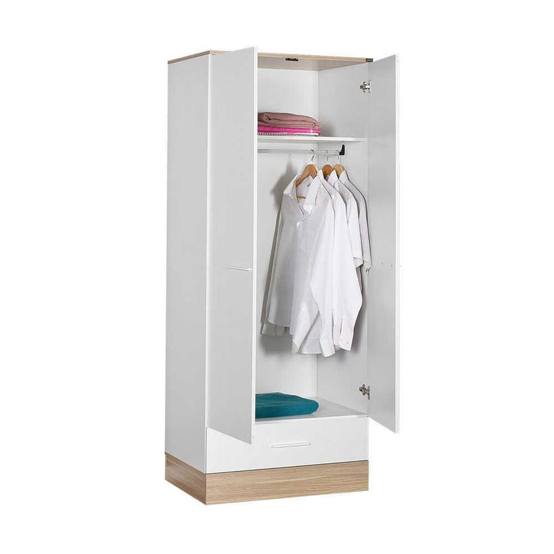 Dulap Haine Adore Base, 2 usi cu sertar si umeras, Alb, 80 x 198 x 52 cm