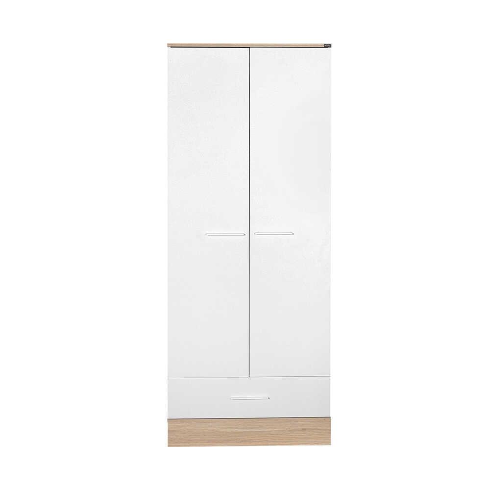 Dulap Haine Adore Base, 2 usi cu sertar si umeras, Alb, 80x198x52 cm
