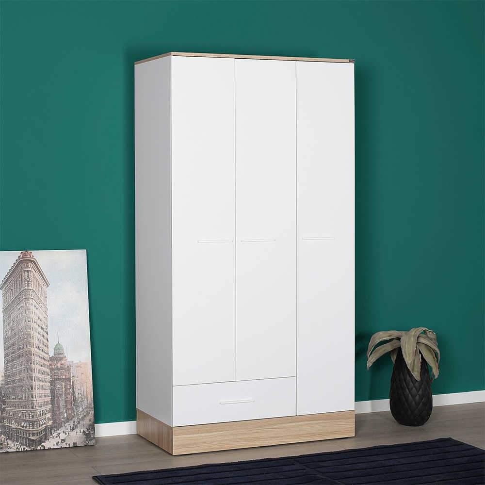 Dulap Haine Adore Base, 3 usi, 1 sertar, Alb, 103 x 198 x 52 cm