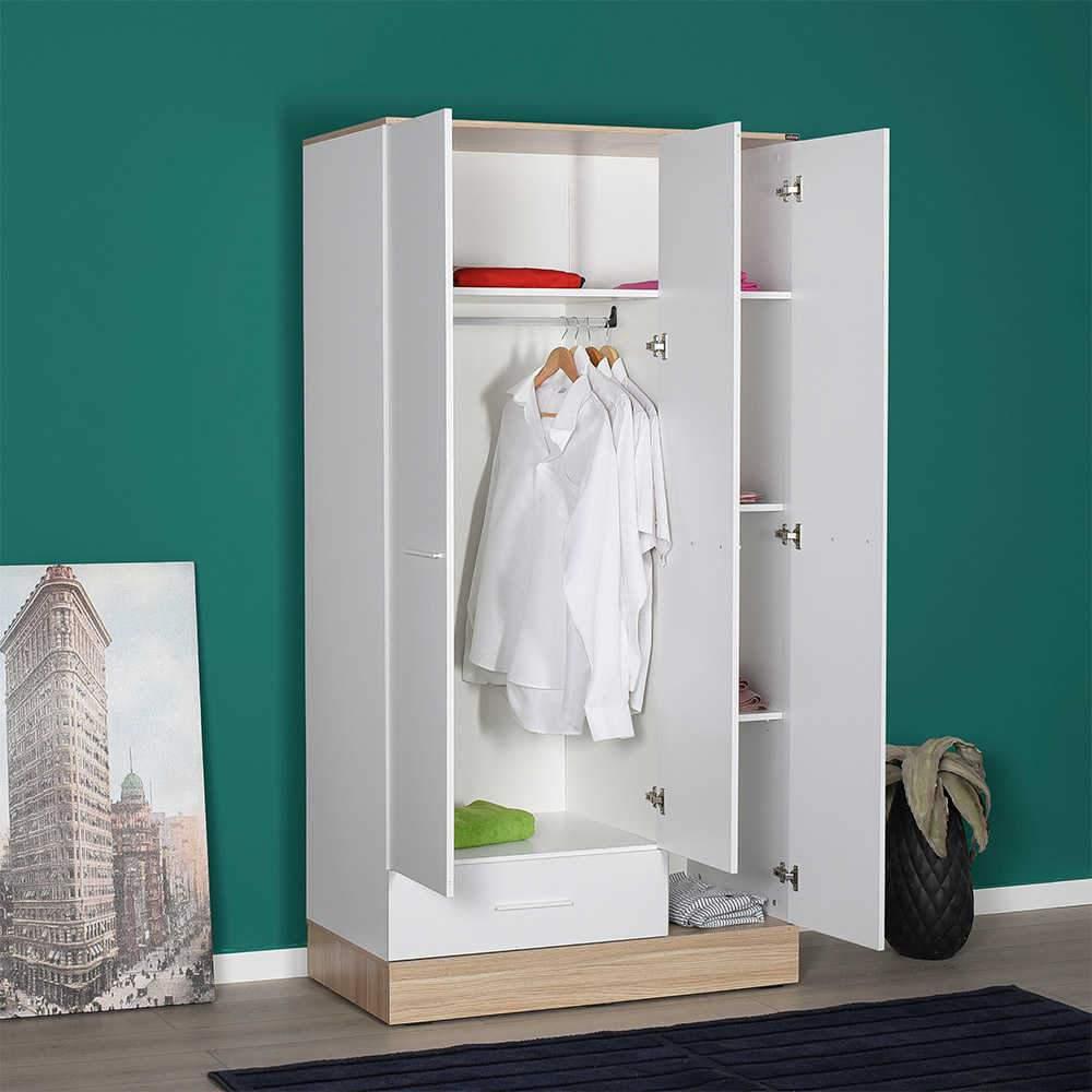 Dulap Haine Adore Base, 3 usi, 1 sertar, Alb, 103 x 198 x 52 cm