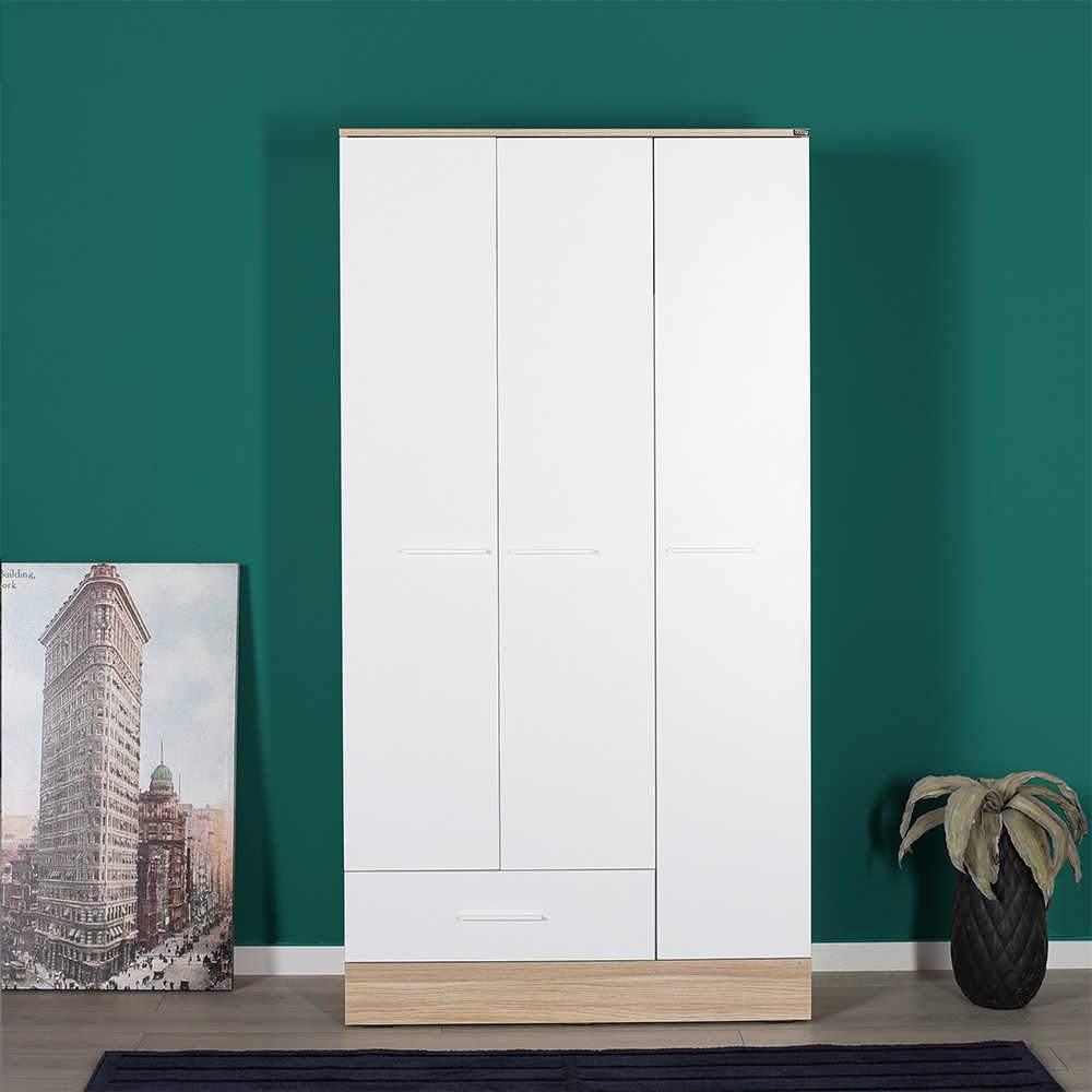 Dulap Haine Adore Base, 3 usi, 1 sertar, Alb, 103 x 198 x 52 cm