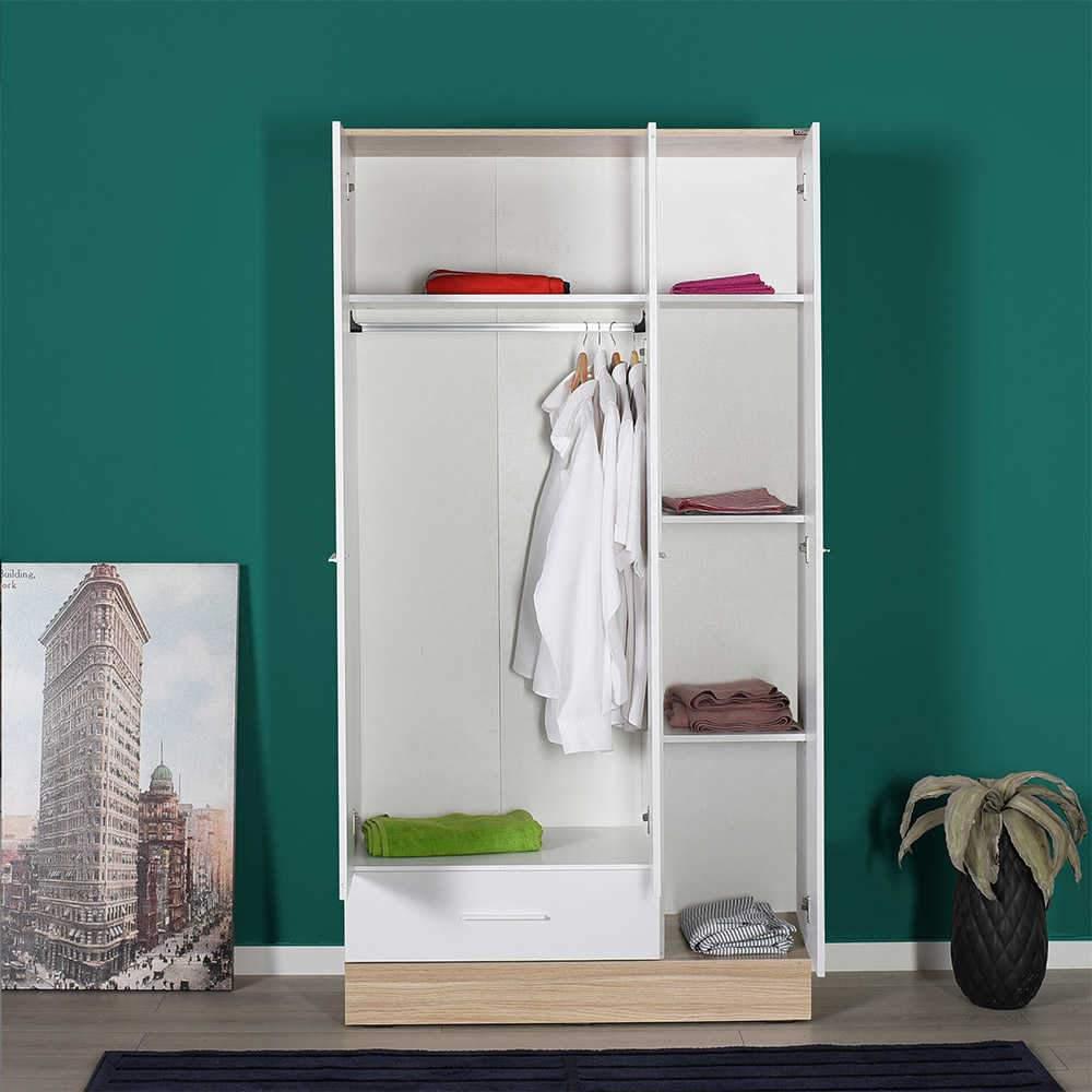 Dulap Haine Adore Base, 3 usi, 1 sertar, Alb, 103 x 198 x 52 cm