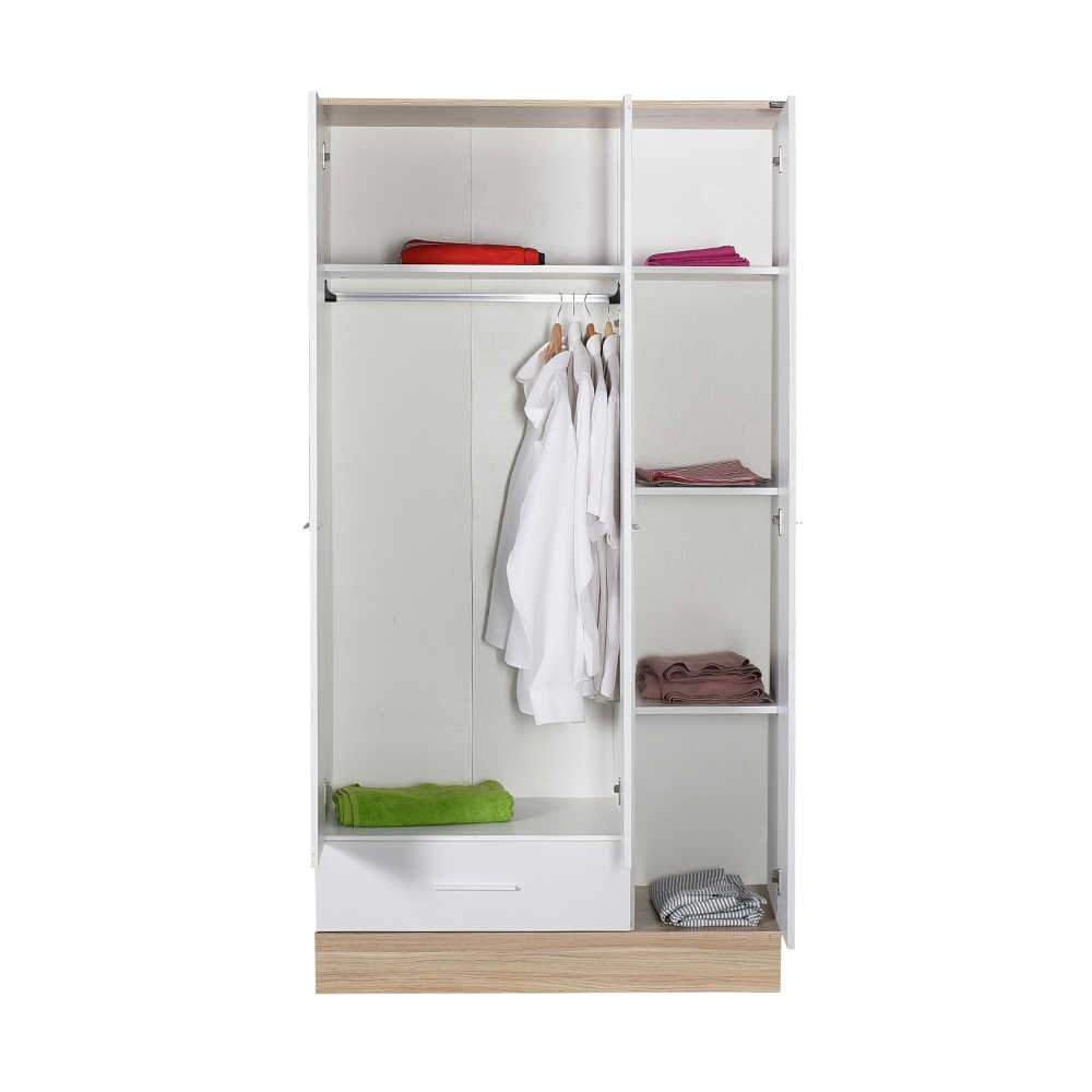 Dulap Haine Adore Base, 3 usi, 1 sertar, Alb, 103 x 198 x 52 cm